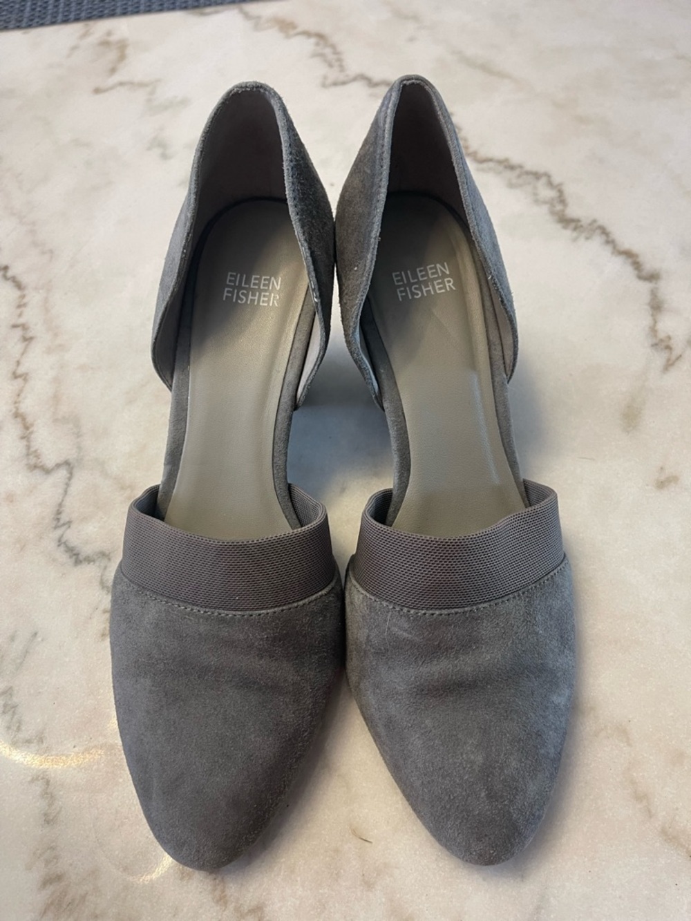 Eileen Fisher Hilly d'Orsay wedge pumps grey suede